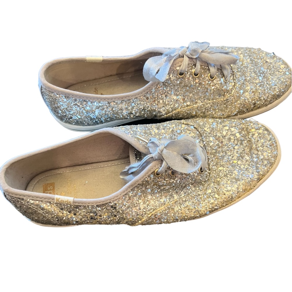 Keds x Kate Spade Collaboration Sequin Ribbon Lace Up Fashion Sneakers Size 8.5
